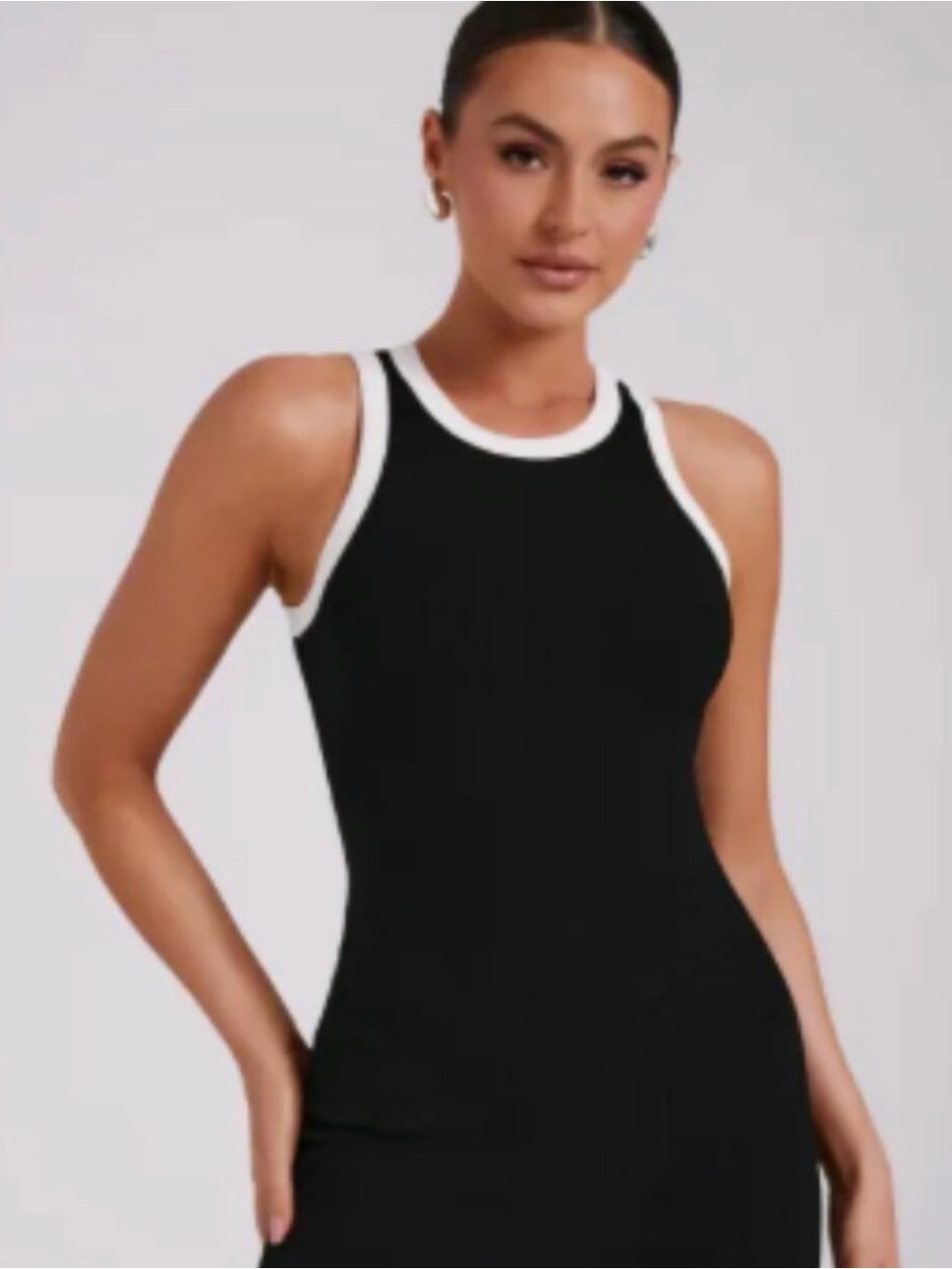 Meshki Black Racer Tank with White Trim